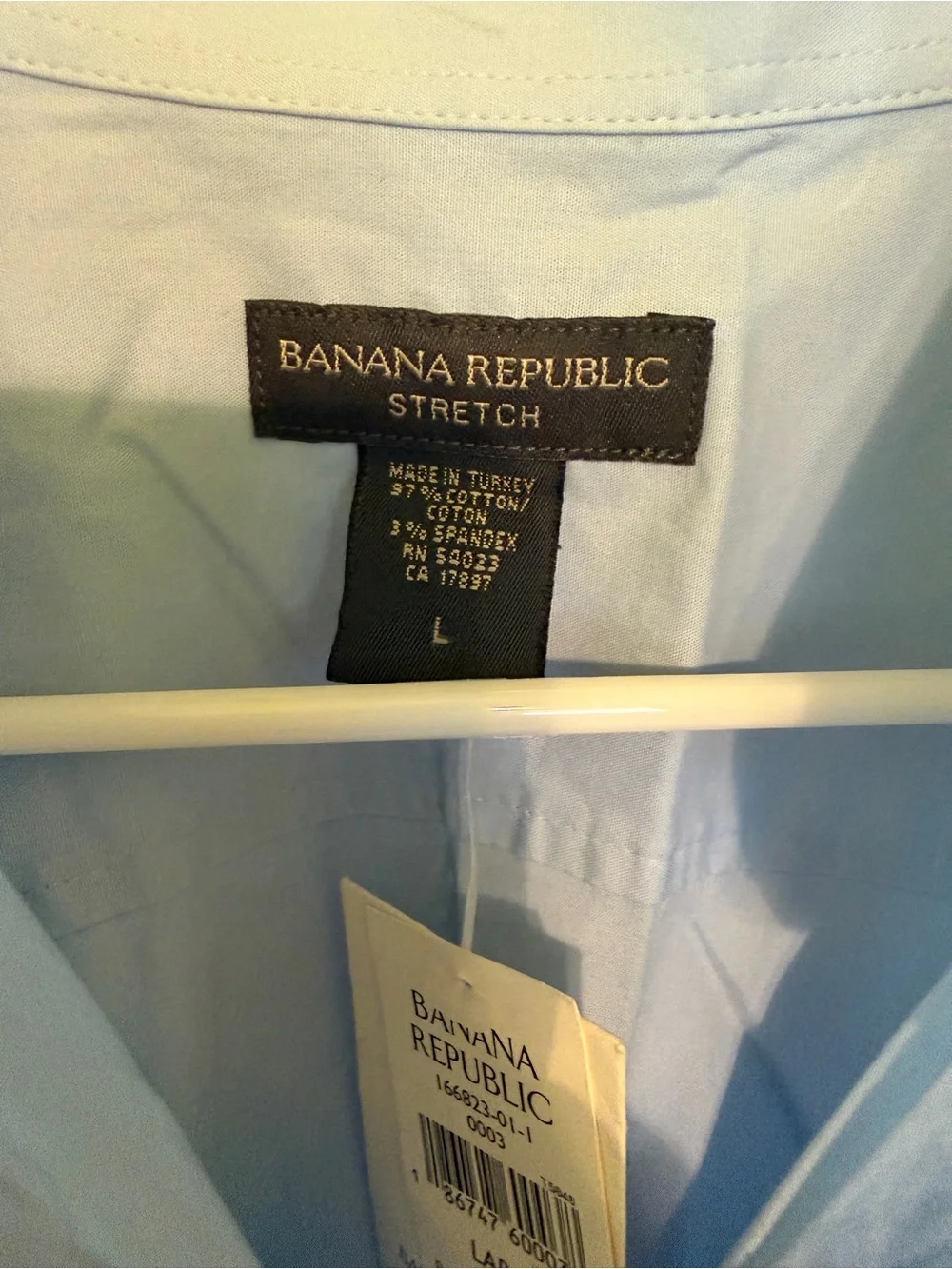 NWT Banana Republic Stretch Light Blue Mens Button-Down Dress Shirt